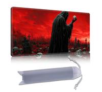 DISUOFEART Playmat for MTG & Magic: The Gathering, 24x14 inch Non-Slip TCG Game Mat for Commander, Skeleton in Red Sky Graveyard Card Game Table Mat
