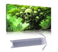 DISUOFEART Playmat for MTG & Magic: The Gathering, 24x14 inch Non-Slip TCG Game Mat for Commander, Skull Tree in Green Haunted Graveyard Card Game Table Mat