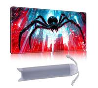 DISUOFEART Playmat for MTG & Magic: The Gathering, 24x14 inch Non-Slip TCG Game Mat for Commander, Spider in Glowing Neon City Card Game Table Mat