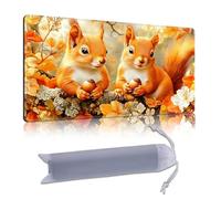 DISUOFEART Playmat for MTG & Magic: The Gathering, 24x14 inch Non-Slip TCG Game Mat for Commander, Squirrels with Acorns in Autumn Leaves Card Game Table Mat