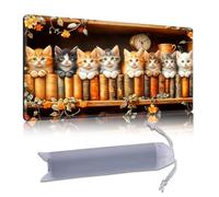 DISUOFEART Playmat for MTG & Magic: The Gathering, 24x14 inch Non-Slip TCG Game Mat for Commander, Vintage Bookshelf Clock with Cats Card Game Table Mat