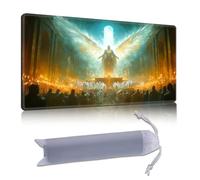 DISUOFEART Playmat for MTG & Magic: The Gathering, 28x16 inch Non-Slip TCG Game Mat for Commander, Angel in Temple Fantasy Painting Card Game Table Mat