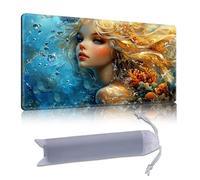 DISUOFEART Playmat for MTG & Magic: The Gathering, 28x16 inch Non-Slip TCG Game Mat for Commander, Blonde Mermaid Underwater Coral Card Game Table Mat