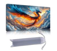 DISUOFEART Playmat for MTG & Magic: The Gathering, 28x16 inch Non-Slip TCG Game Mat for Commander, Fire Dragon Flying in Cloudy Sky Card Game Table Mat