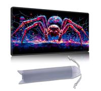 DISUOFEART Playmat for MTG & Magic: The Gathering, 28x16 inch Non-Slip TCG Game Mat for Commander, Giant Red Spider in Neon City Card Game Table Mat