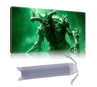 DISUOFEART Playmat for MTG & Magic: The Gathering, 28x16 inch Non-Slip TCG Game Mat for Commander, Green Demon Creature Card Game Table Mat