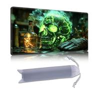 DISUOFEART Playmat for MTG & Magic: The Gathering, 28x16 inch Non-Slip TCG Game Mat for Commander, Magical Alchemy Skull with Potion Card Game Table Mat