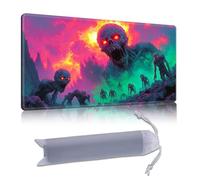 DISUOFEART Playmat for MTG & Magic: The Gathering, 28x16 inch Non-Slip TCG Game Mat for Commander, Neon Zombie Apocalypse Horror Card Game Table Mat
