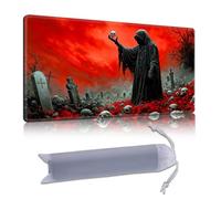 DISUOFEART Playmat for MTG & Magic: The Gathering, 28x16 inch Non-Slip TCG Game Mat for Commander, Skeleton in Graveyard Horror Card Game Table Mat