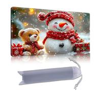 DISUOFEART Playmat for MTG & Magic: The Gathering, 28x16 inch Non-Slip TCG Game Mat for Commander, Snowman with Gifts in Snow Card Game Table Mat
