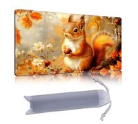 DISUOFEART Playmat for MTG & Magic: The Gathering, 28x16 inch Non-Slip TCG Game Mat for Commander, Squirrel with Acorns in Forest Card Game Table Mat