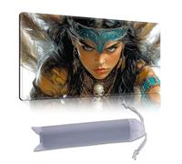 DISUOFEART Playmat for MTG & Magic: The Gathering, 28x16 inch Non-Slip TCG Game Mat for Commander, Tribal Warrior Woman Fantasy Card Game Table Mat