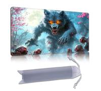 DISUOFEART Playmat for MTG & Magic: The Gathering, 28x16 inch Non-Slip TCG Game Mat for Commander, Werewolf & Zombies Under Full Moon Card Game Table Mat