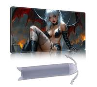 DISUOFEART Playmat for MTG & Magic: The Gathering, 28x16 inch Non-Slip TCG Game Mat for Commander, White Haired Demoness in Burning City Card Game Table Mat