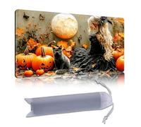 DISUOFEART Playmat for MTG & Magic: The Gathering, 28x16 inch Non-Slip TCG Game Mat for Commander, Woman with Black Cat Card Game Table Mat