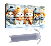 DISUOFEART Playmat for MTG & Magic: The Gathering with Zones, 24x14 inch Non-Slip TCG Game Mat for Commander, Kittens in Winter Hats and Scarves Card Game Table Mat