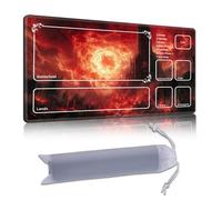 DISUOFEART Playmat for MTG & Magic: The Gathering with Zones, 24x14 inch Non-Slip TCG Game Mat for Commander, Burning Hell Castle Fantasy Landscape Card Game Table Mat