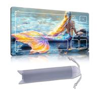 DISUOFEART Playmat for MTG & Magic: The Gathering with Zones, 24x14 inch Non-Slip TCG Game Mat for Commander, Rainbow Mermaid Ocean Print Card Game Table Mat