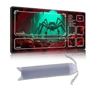 DISUOFEART Playmat for MTG & Magic: The Gathering with Zones, 24x14 inch Non-Slip TCG Game Mat for Commander, Giant Spider in Skull Filled Cavern Card Game Table Mat