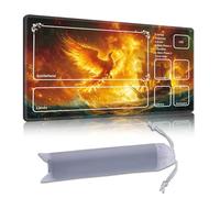 DISUOFEART Playmat for MTG & Magic: The Gathering with Zones, 24x14 inch Non-Slip TCG Game Mat for Commander, Phoenix and Sailing Ship in Fiery Sky Card Game Table Mat