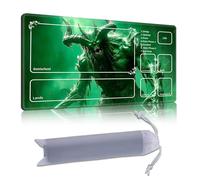 DISUOFEART Playmat for MTG & Magic: The Gathering with Zones, 24x14 inch Non-Slip TCG Game Mat for Commander, Green Demon Creature Card Game Table Mat