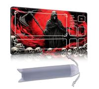 DISUOFEART Playmat for MTG & Magic: The Gathering with Zones, 24x14 inch Non-Slip TCG Game Mat for Commander, Skeleton Red Moon Horror Card Game Table Mat