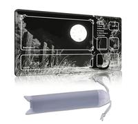 DISUOFEART Playmat for MTG & Magic: The Gathering with Zones, 24x14 inch Non-Slip TCG Game Mat for Commander, Cat and Full Moon Monochrome Art Card Game Table Mat