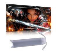 DISUOFEART Playmat for MTG & Magic: The Gathering with Zones, 24x14 inch Non-Slip TCG Game Mat for Commander, Samurai Woman with Katana Card Game Table Mat