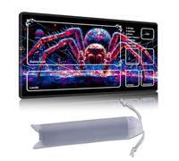 DISUOFEART Playmat for MTG & Magic: The Gathering with Zones, 24x14 inch Non-Slip TCG Game Mat for Commander, Giant Red Spider in Neon City Card Game Table Mat