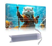 DISUOFEART Playmat for MTG & Magic: The Gathering with Zones, 28x16 inch Non-Slip TCG Game Mat for Commander, Otter Mage with Staff Underwater Card Game Table Mat