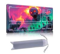 DISUOFEART Playmat for MTG & Magic: The Gathering with Zones, 28x16 inch Non-Slip TCG Game Mat for Commander, Neon Zombie Apocalypse Horror Card Game Table Mat
