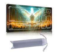 DISUOFEART Playmat for MTG & Magic: The Gathering with Zones, 28x16 inch Non-Slip TCG Game Mat for Commander, Angel in Temple Fantasy Painting Card Game Table Mat
