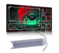 DISUOFEART Playmat for MTG & Magic: The Gathering with Zones, 28x16 inch Non-Slip TCG Game Mat for Commander, Giant Spider in Skull Filled Cave Card Game Table Mat