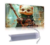 DISUOFEART Playmat for MTG & Magic: The Gathering with Zones, 28x16 inch Non-Slip TCG Game Mat for Commander, Cute Ferret Warrior in Forest Card Game Table Mat