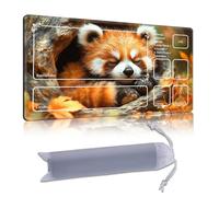 DISUOFEART Playmat for MTG & Magic: The Gathering with Zones, 28x16 inch Non-Slip TCG Game Mat for Commander, Sleeping Red Panda in Tree Hollow Card Game Table Mat