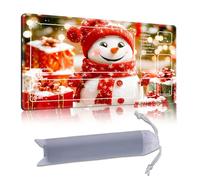 DISUOFEART Playmat for MTG & Magic: The Gathering with Zones, 28x16 inch Non-Slip TCG Game Mat for Commander, Snowman with Gifts & Lights Card Game Table Mat