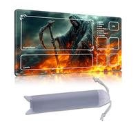 DISUOFEART Playmat for MTG & Magic: The Gathering with Zones, 28x16 inch Non-Slip TCG Game Mat for Commander, Fiery Skeleton Amidst Burning Skulls Card Game Table Mat