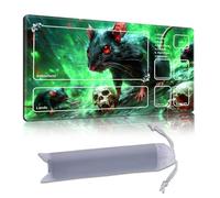 DISUOFEART Playmat for MTG & Magic: The Gathering with Zones, 28x16 inch Non-Slip TCG Game Mat for Commander, Giant Black Rats with Red Eyes Skulls Card Game Table Mat