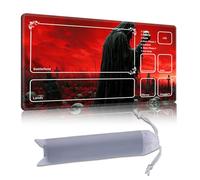 DISUOFEART Playmat for MTG & Magic: The Gathering with Zones, 28x16 inch Non-Slip TCG Game Mat for Commander, Skeleton in Red Sky Graveyard Card Game Table Mat