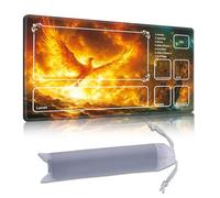 DISUOFEART Playmat for MTG & Magic: The Gathering with Zones, 28x16 inch Non-Slip TCG Game Mat for Commander, Phoenix and Pirate Ship Fantasy Card Game Table Mat