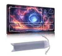 DISUOFEART Playmat for MTG & Magic: The Gathering with Zones, 28x16 inch Non-Slip TCG Game Mat for Commander, Cosmic Vortex with Lightning and Fire Card Game Table Mat