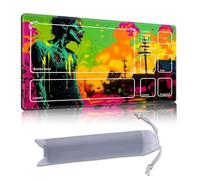 DISUOFEART Playmat for MTG & Magic: The Gathering with Zones, 28x16 inch Non-Slip TCG Game Mat for Commander, Neon Zombie in Suburban Street Card Game Table Mat