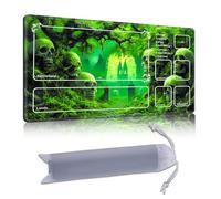 DISUOFEART Playmat for MTG & Magic: The Gathering with Zones, Green Haunted Cemetery with Skulls 28x16 inch Non-Slip TCG Game Mat for Commander, Card Game Table Mat