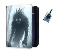 DISUOFEART RFID Passport Holder for Travel with Luggage Tags, PU Leather Passport Wallet with Multiple Card Slots, Travel Passport Case for Men & Women-25, Shadowy Beast in Misty Forest, Art Deco