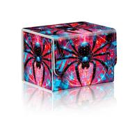 DISUOFEART Trading Card Storage Box, Holds 100+ for MTG Cards, Premium PU Leather with Magnetic Closure, Neon Metropolis Giant Spider Durable Deck Box for Magic the Gathering, Trading Card Games