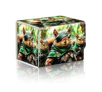 DISUOFEART Trading Card Storage Box, Holds 100+ for MTG Cards, Premium PU Leather with Magnetic Closure, Squirrel Soldiers In Forest Durable Deck Box for Magic the Gathering, Trading Card Games