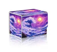 DISUOFEART Trading Card Storage Box, Holds 100+ for MTG Cards, Premium PU Leather with Magnetic Closure, Moonlit Ocean Waves Durable Deck Box for Magic the Gathering, Trading Card Games
