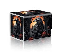 DISUOFEART Trading Card Storage Box, Holds 100+ for MTG Cards, Premium PU Leather with Magnetic Closure, Raven with Red Roses Durable Deck Box for Magic the Gathering, Trading Card Games