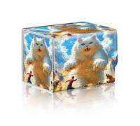 DISUOFEART Trading Card Storage Box, Holds 100+ for MTG Cards, Premium PU Leather with Magnetic Closure, Giant White Cat And A Man Durable Deck Box for Magic the Gathering, Trading Card Games