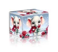 DISUOFEART Trading Card Storage Box, Holds 100+ for MTG Cards, Premium PU Leather with Magnetic Closure, Little Elephant with Rose Durable Deck Box for Magic the Gathering, Trading Card Games